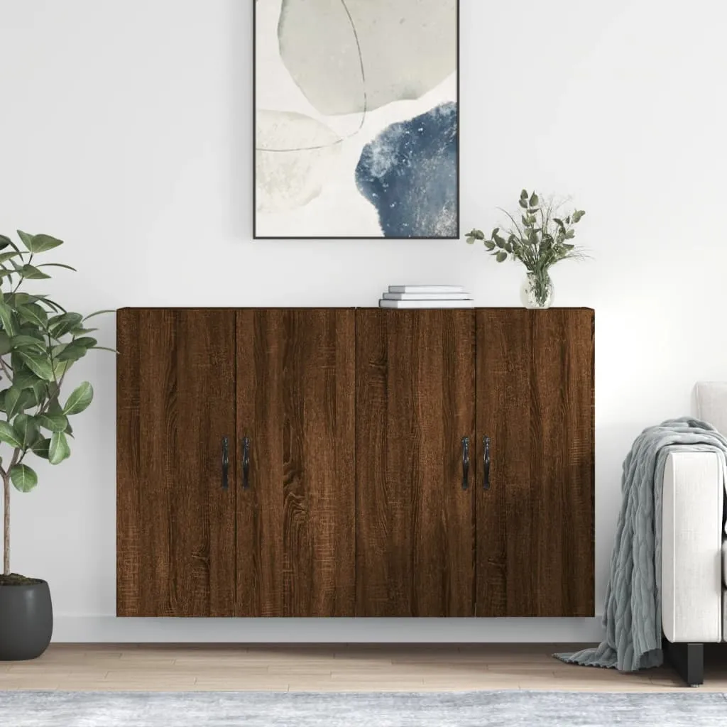 vidaXL Armadietti a Parete 2 pz Rovere Marrone in Legno Multistrato