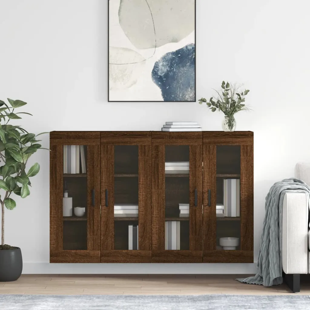 vidaXL Armadietti a Parete 2 pz Rovere Marrone in Legno Multistrato