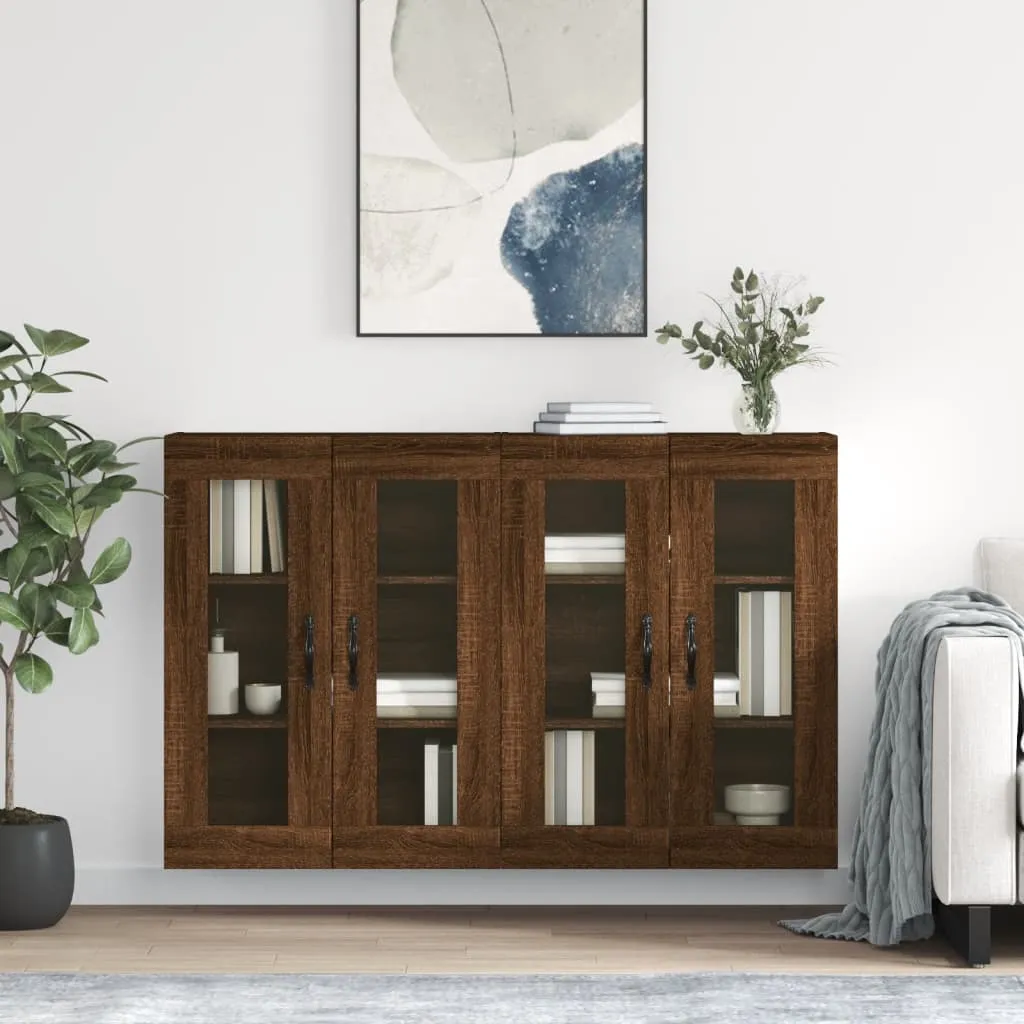 vidaXL Armadietti a Parete 2 pz Rovere Marrone in Legno Multistrato