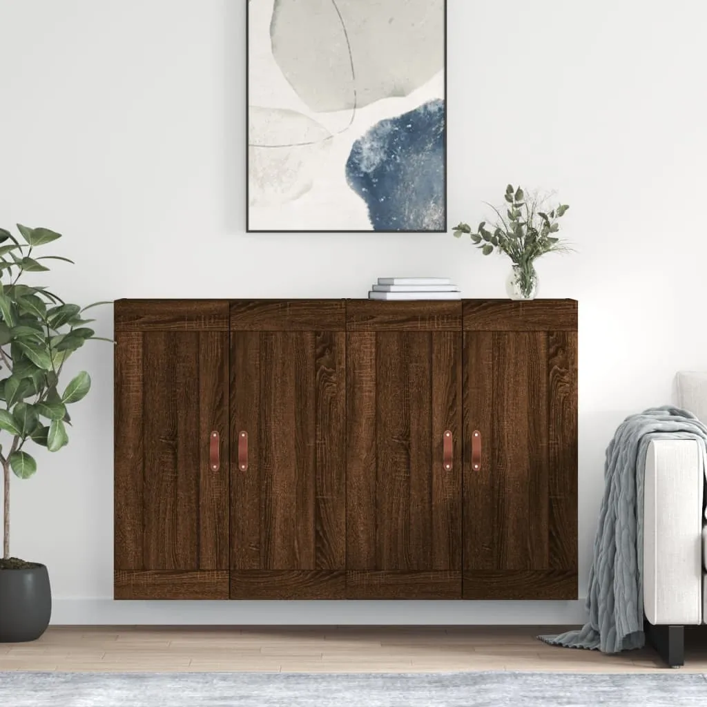 vidaXL Armadietti a Parete 2 pz Rovere Marrone in Legno Multistrato