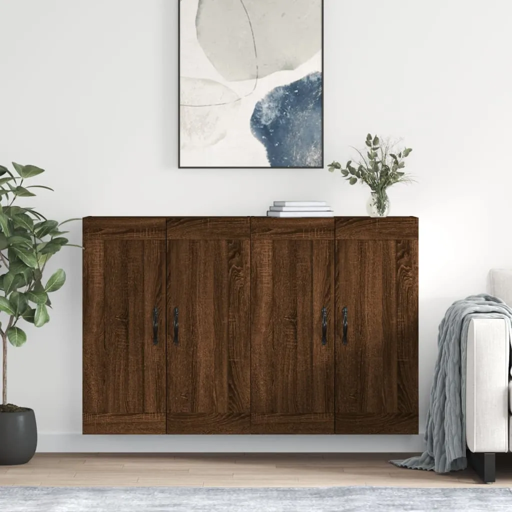 vidaXL Armadietti a Parete 2 pz Rovere Marrone in Legno Multistrato