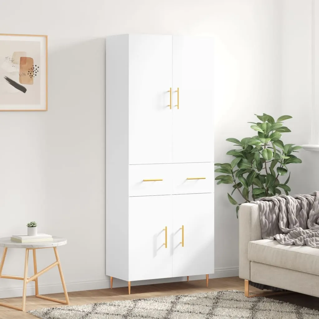 vidaXL Credenza Bianco Lucido 69,5x34x180 cm in Legno Multistrato