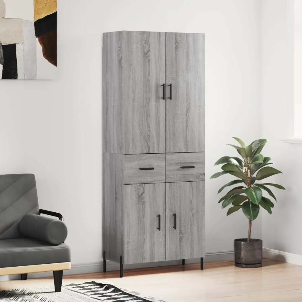 vidaXL Credenza Grigio Sonoma 69,5x34x180 cm in Legno Multistrato