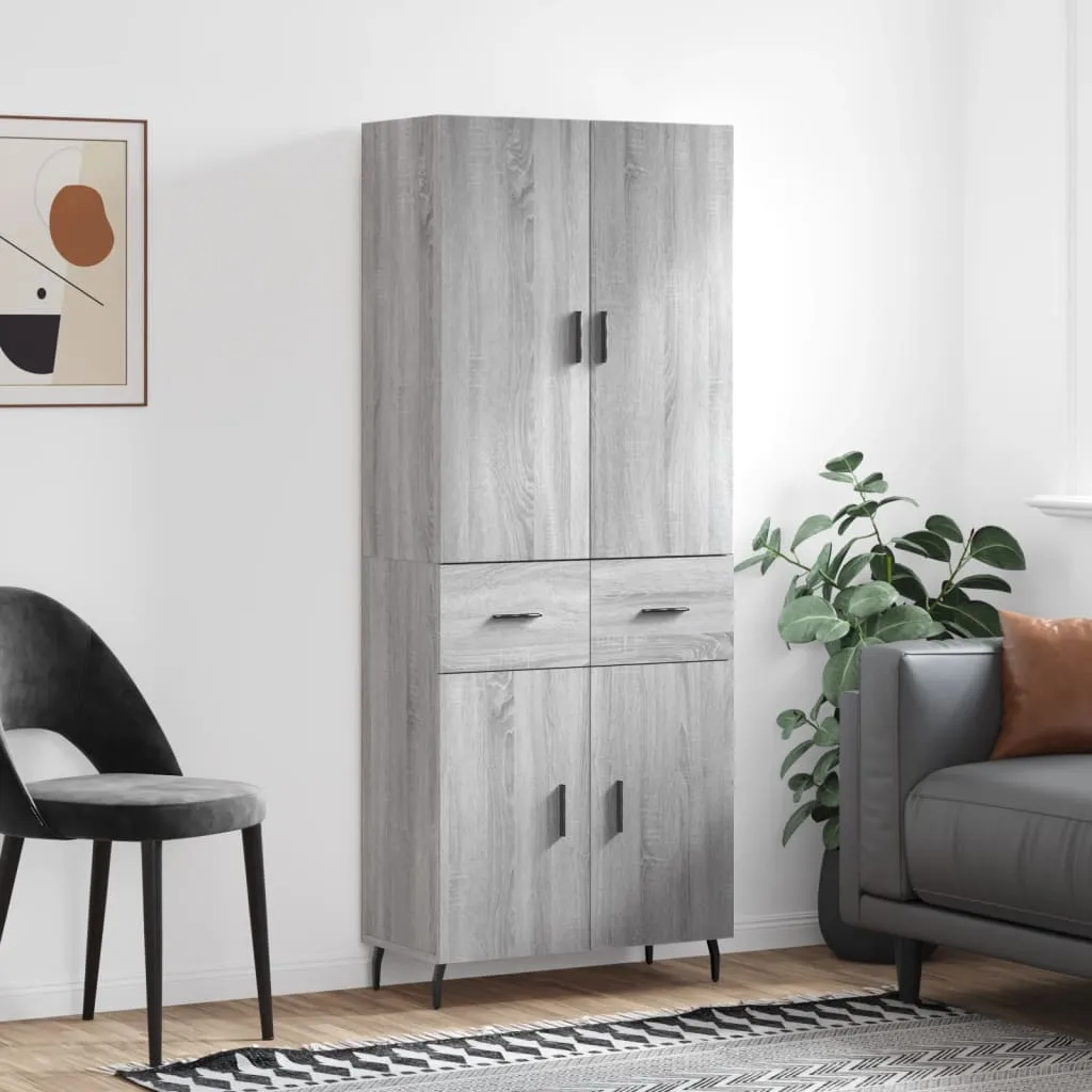 vidaXL Credenza Grigio Sonoma 69,5x34x180 cm in Legno Multistrato