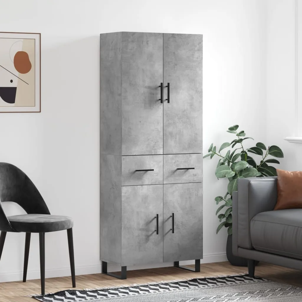 vidaXL Credenza Grigio Cemento 69,5x34x180 cm in Legno Multistrato