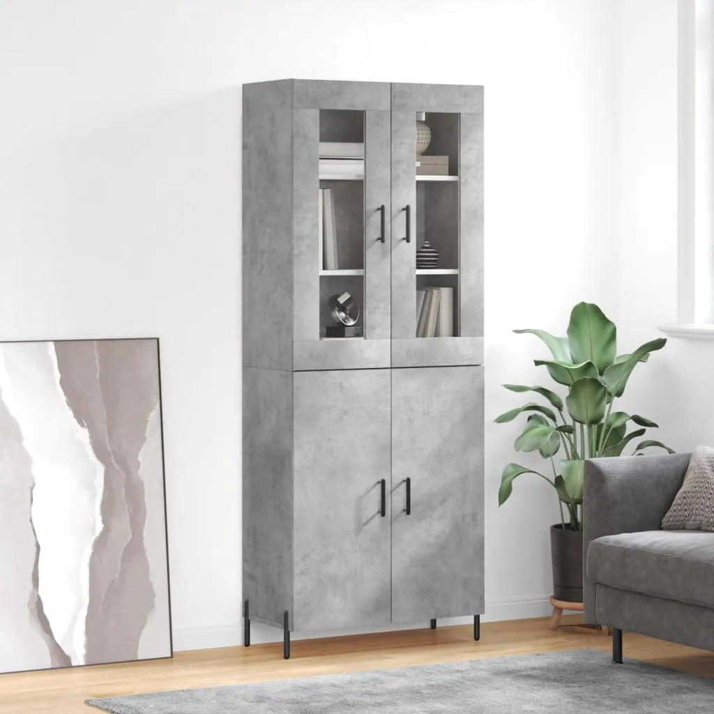 vidaXL Credenza Grigio Cemento 69,5x34x180 cm in Legno Multistrato