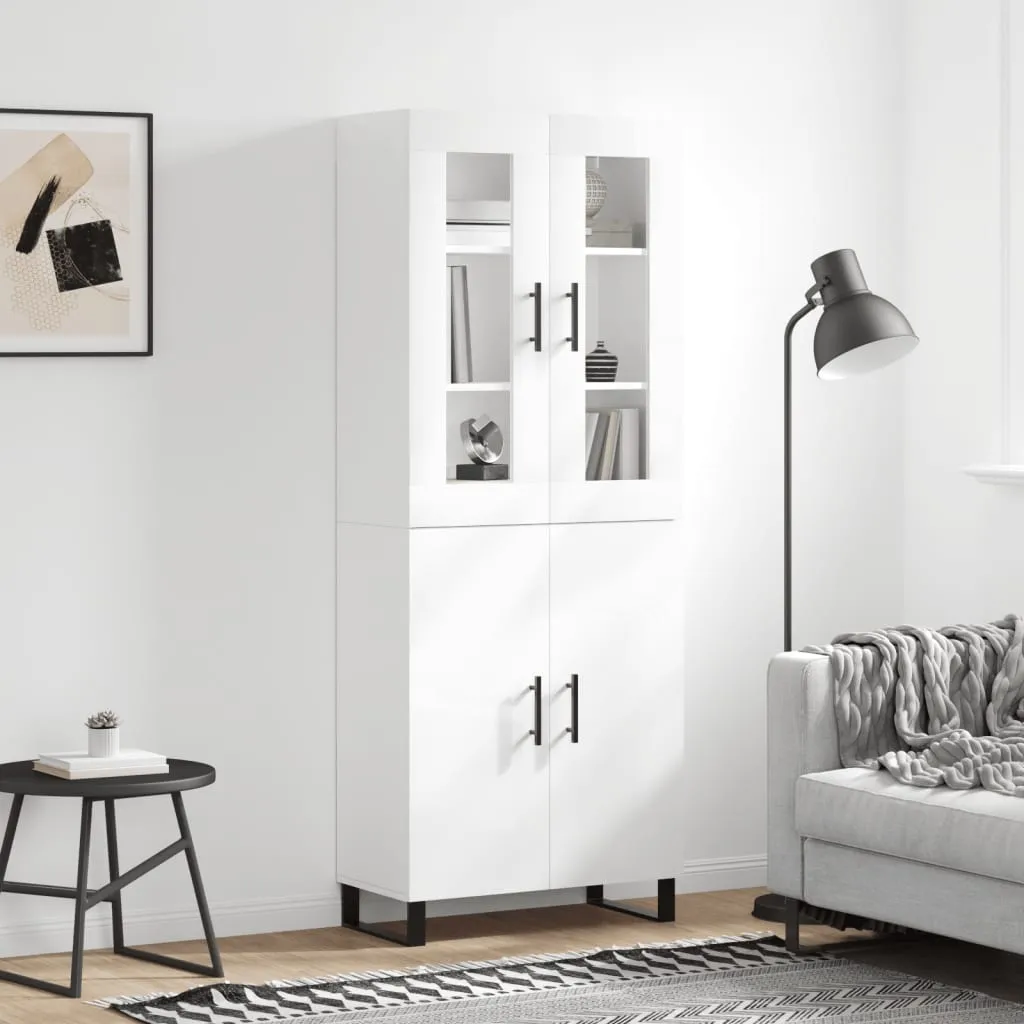 vidaXL Credenza Bianco Lucido 69,5x34x180 cm in Legno Multistrato