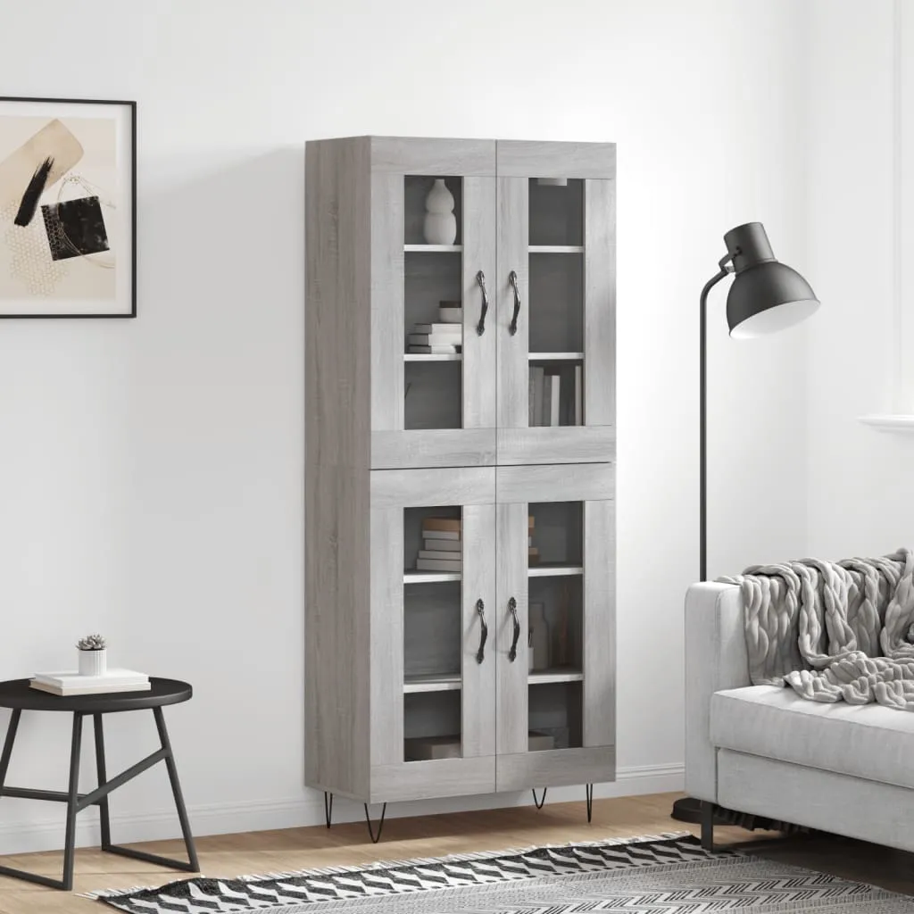 vidaXL Credenza Grigio Sonoma 69,5x34x180 cm in Legno Multistrato