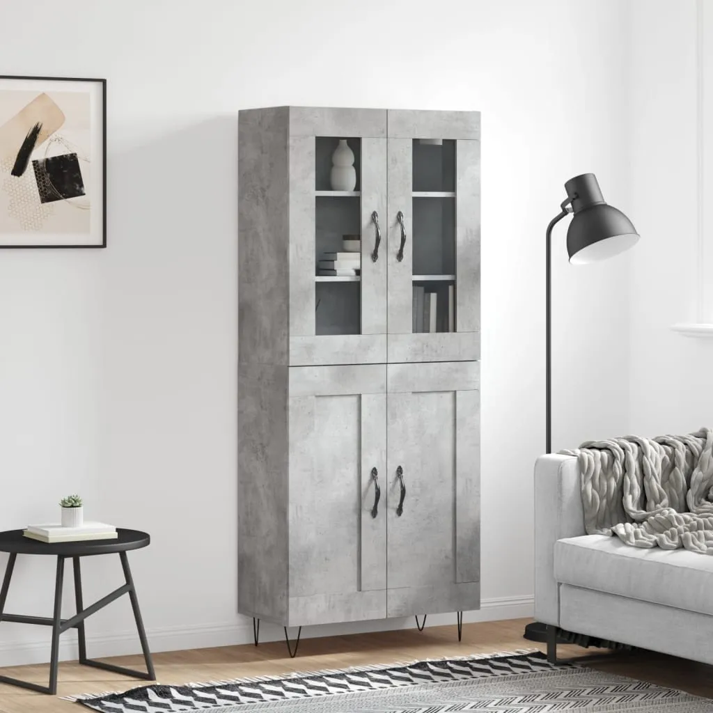 vidaXL Credenza Grigio Cemento 69,5x34x180 cm in Legno Multistrato