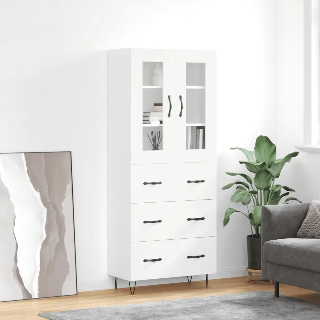 vidaXL Credenza Bianco Lucido 69,5x34x180 cm in Legno Multistrato