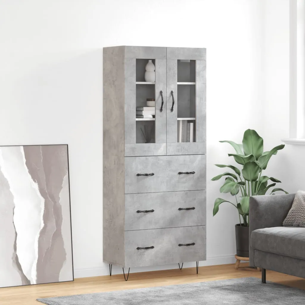 vidaXL Credenza Grigio Cemento 69,5x34x180 cm in Legno Multistrato