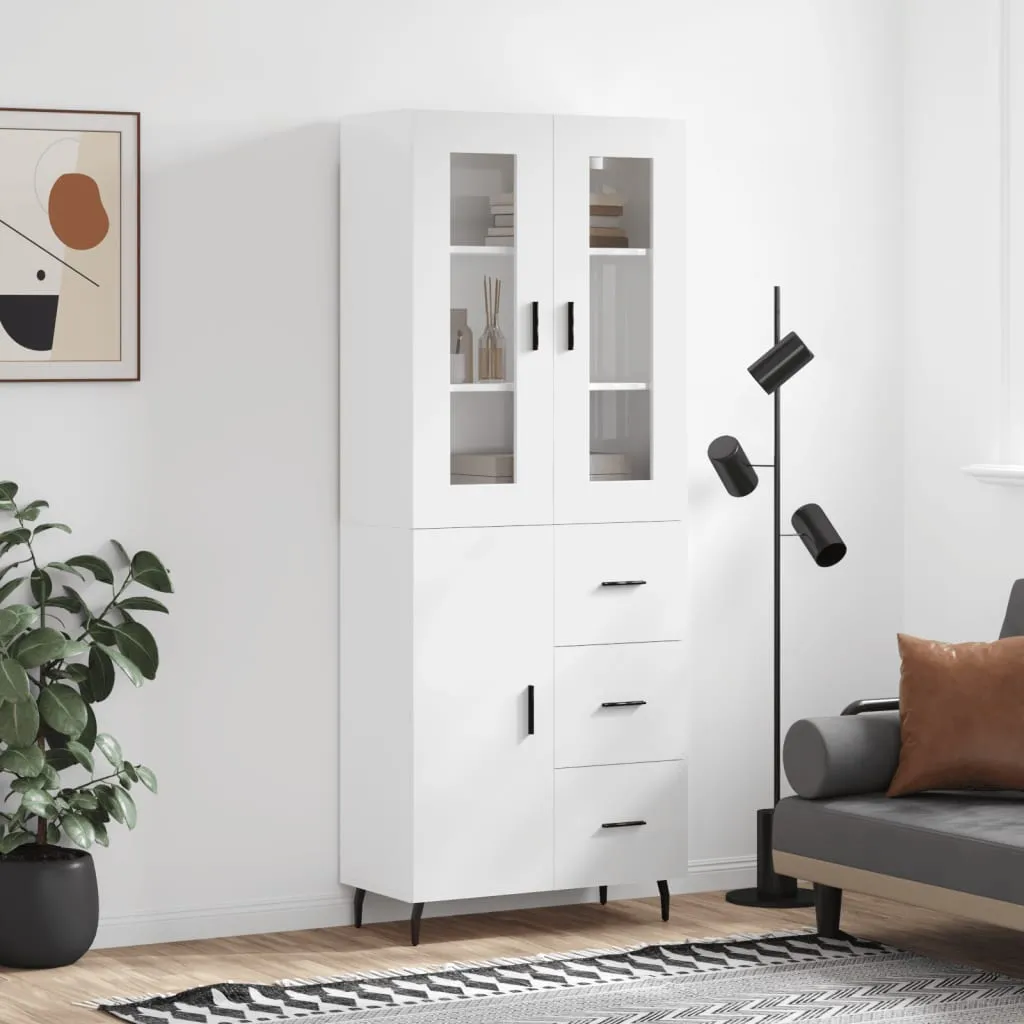 vidaXL Credenza Bianco Lucido 69,5x34x180 cm in Legno Multistrato