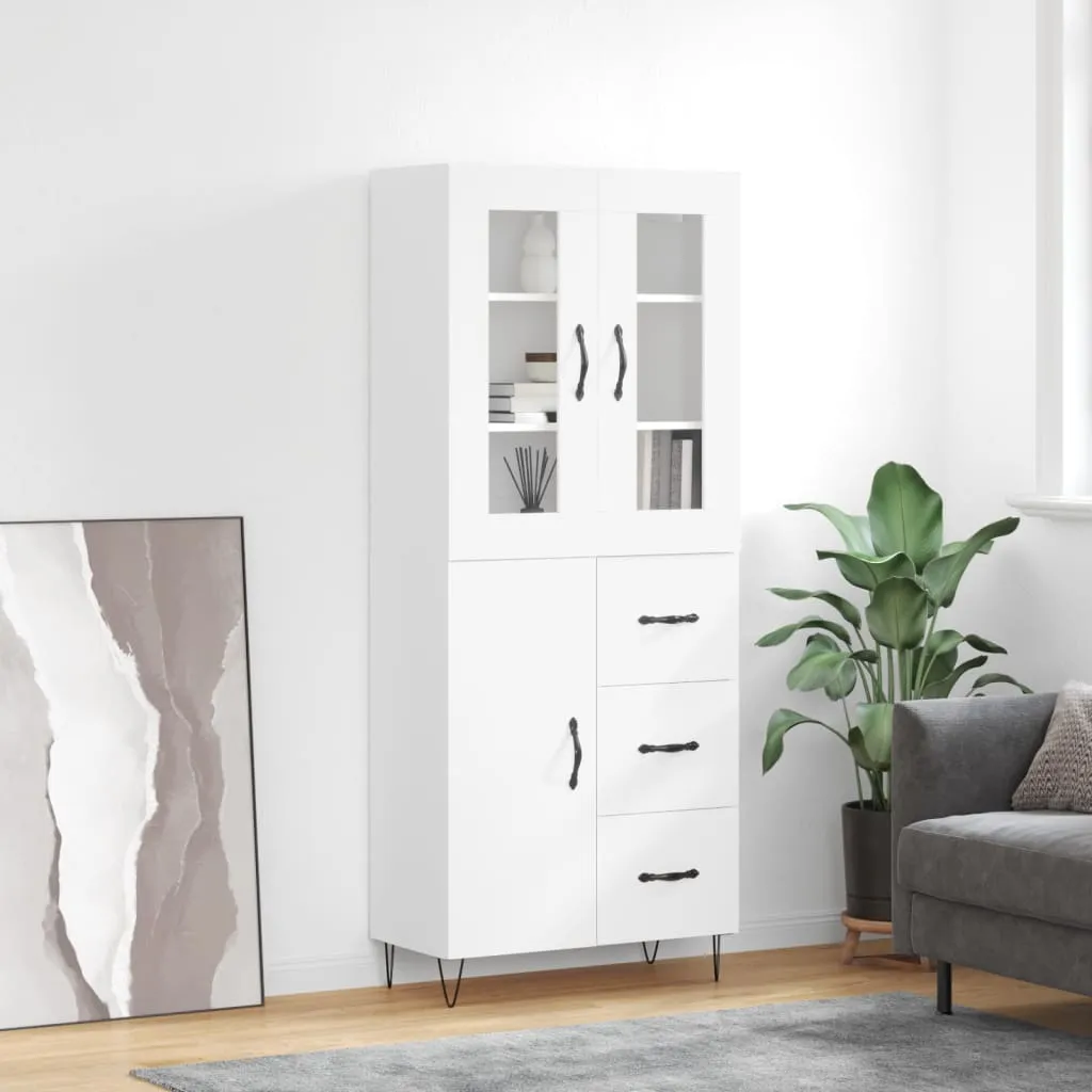 vidaXL Credenza Bianca 69,5x34x180 cm in Legno Multistrato