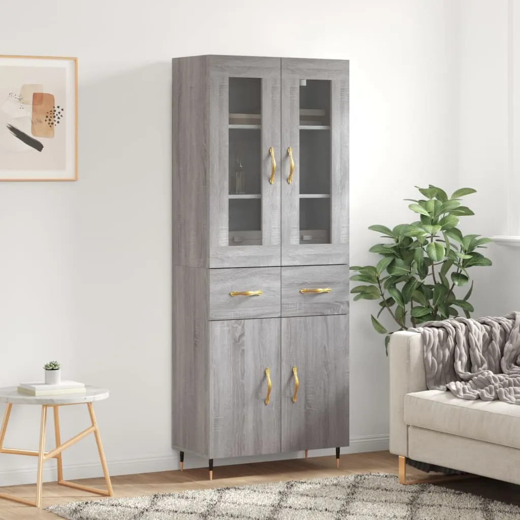 vidaXL Credenza Grigio Sonoma 69,5x34x180 cm in Legno Multistrato