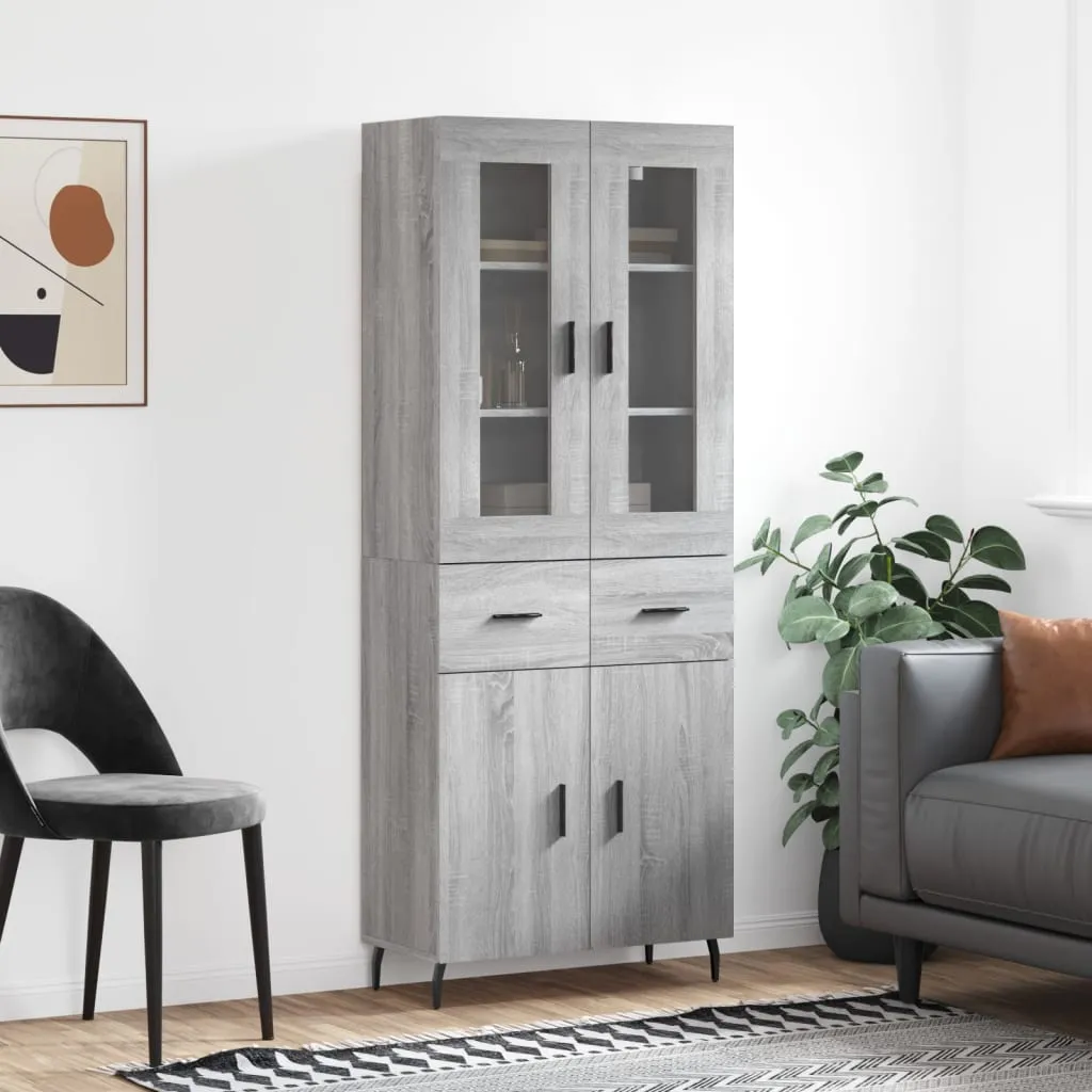 vidaXL Credenza Grigio Sonoma 69,5x34x180 cm in Legno Multistrato