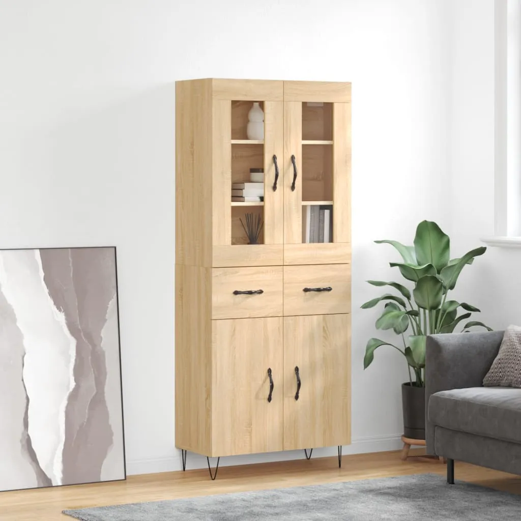 vidaXL Credenza Rovere Sonoma 69,5x34x180 cm in Legno Multistrato