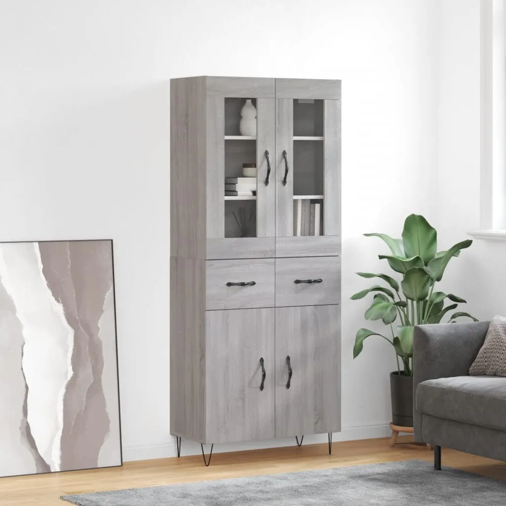 vidaXL Credenza Grigio Sonoma 69,5x34x180 cm in Legno Multistrato