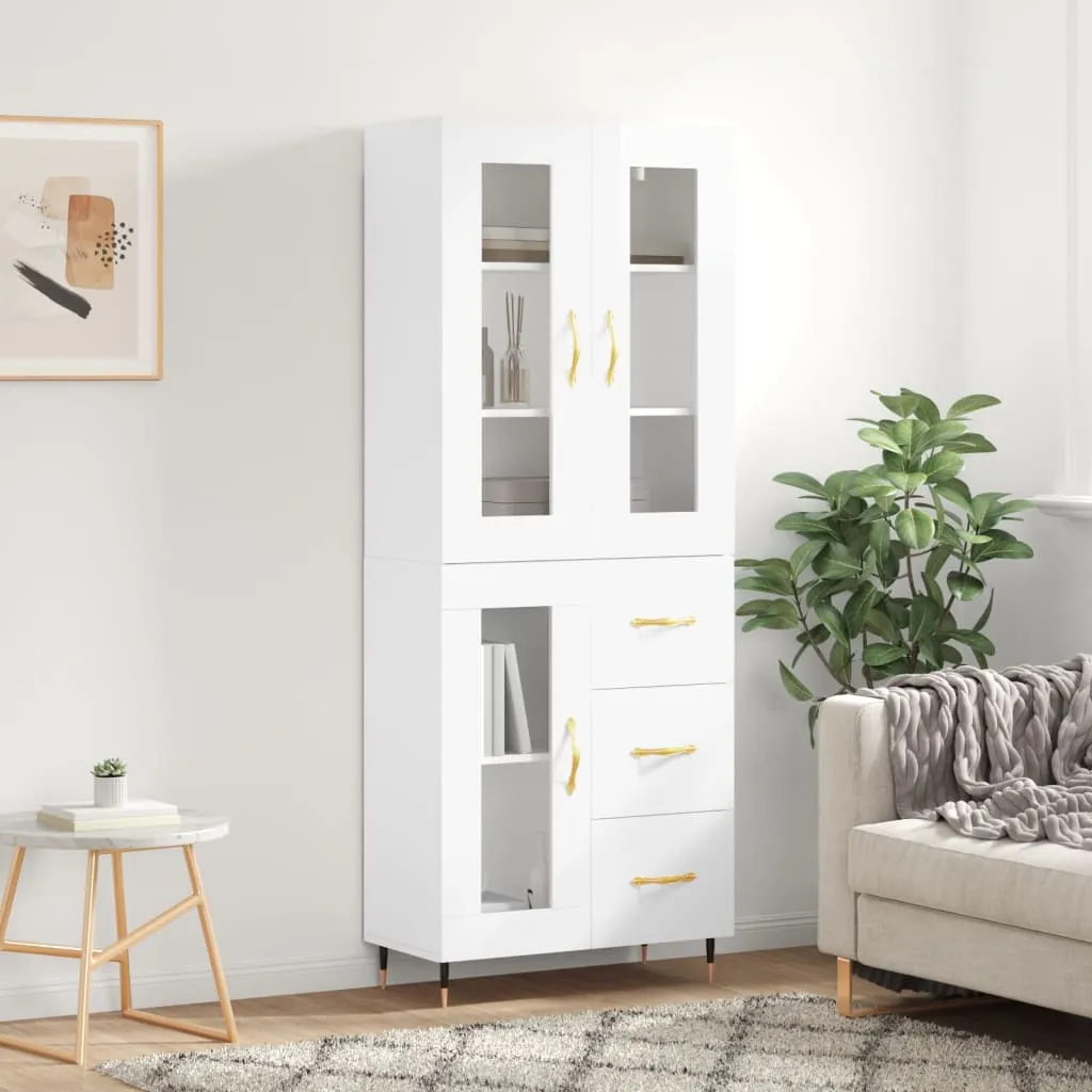 vidaXL Credenza Bianco Lucido 69,5x34x180 cm in Legno Multistrato