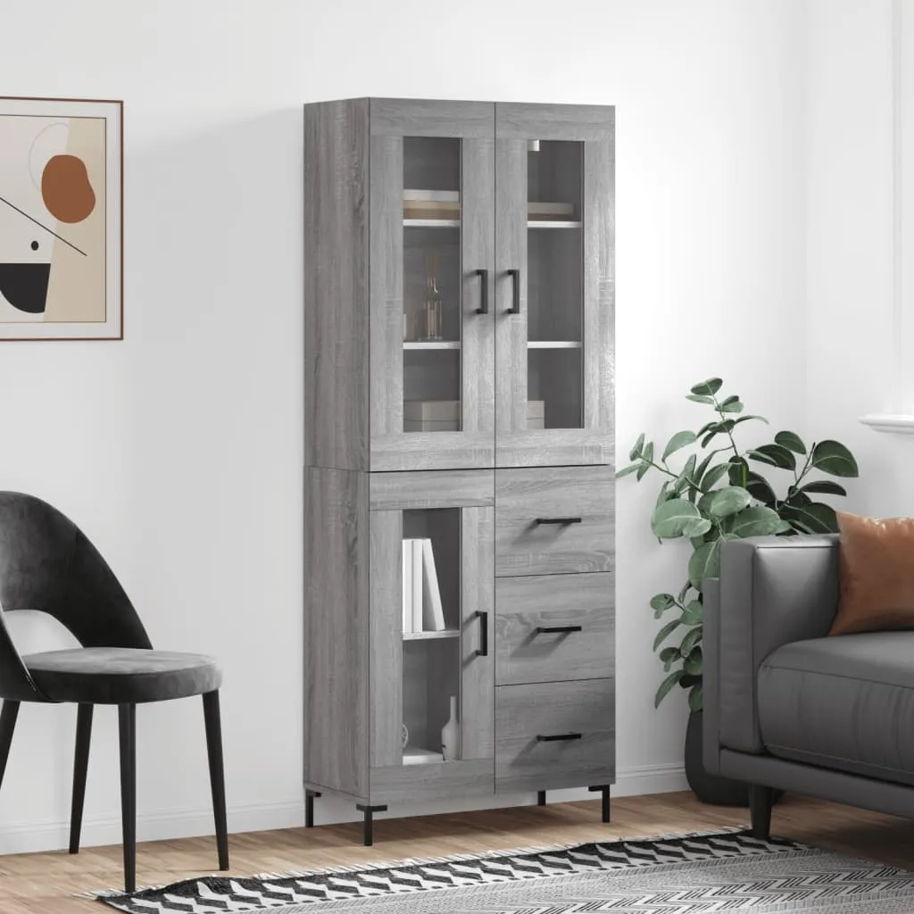 vidaXL Credenza Grigio Sonoma 69,5x34x180 cm in Legno Multistrato