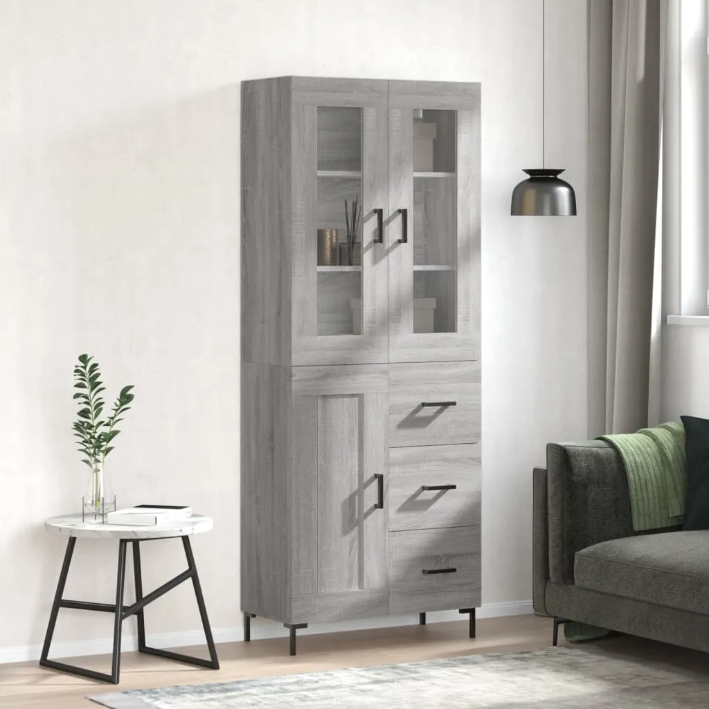 vidaXL Credenza Grigio Sonoma 69,5x34x180 cm in Legno Multistrato