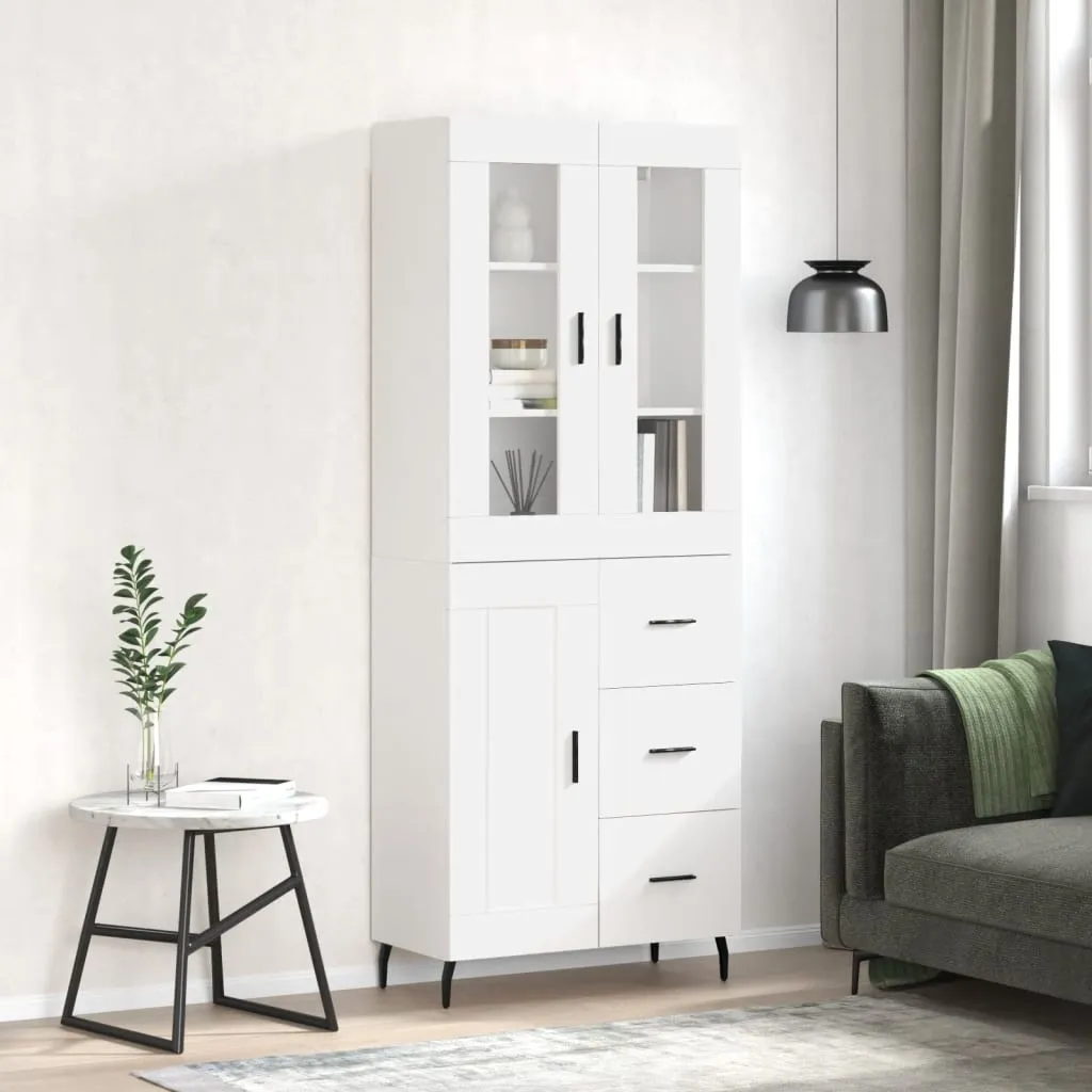 vidaXL Credenza Bianco Lucido 69,5x34x180 cm in Legno Multistrato