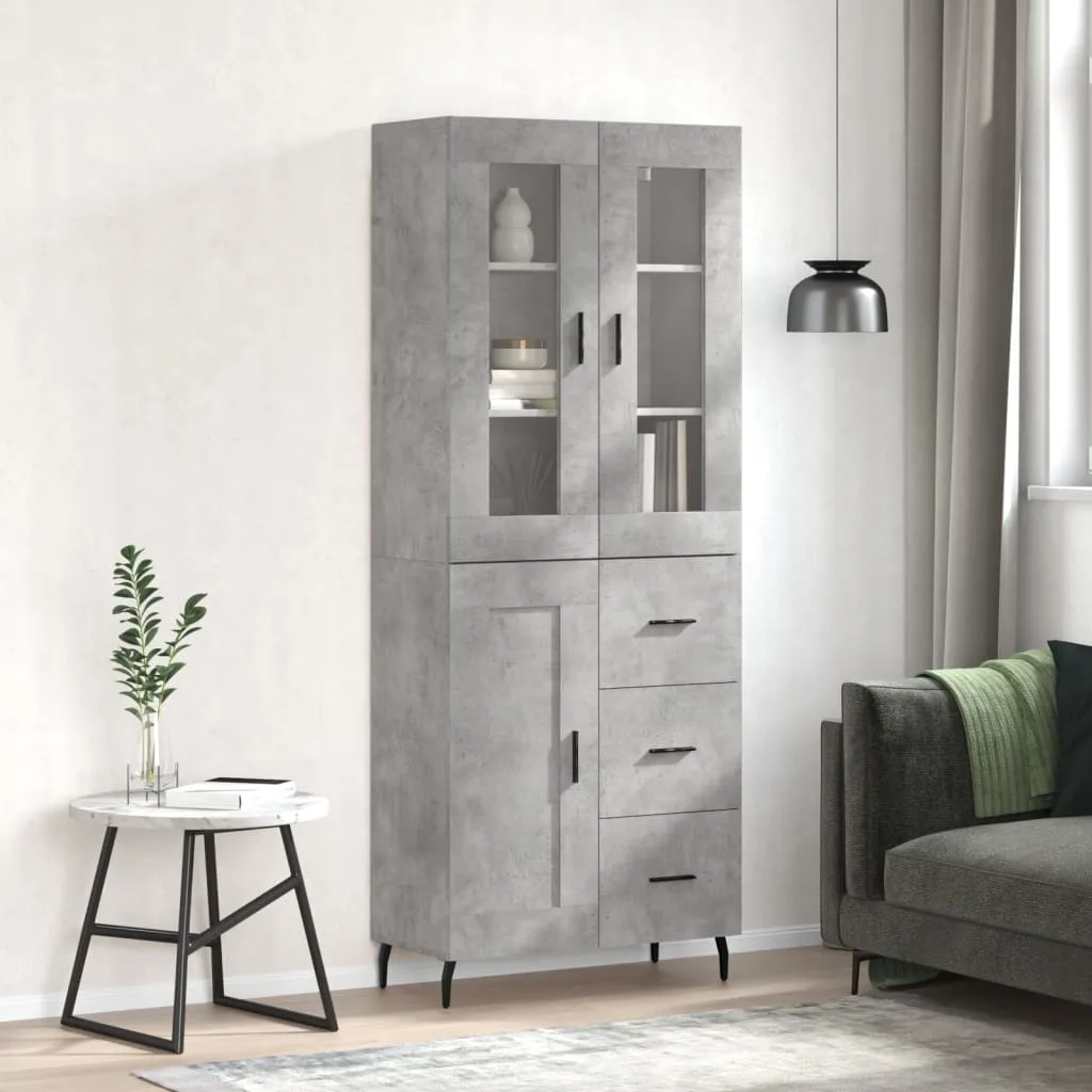 vidaXL Credenza Grigio Cemento 69,5x34x180 cm in Legno Multistrato