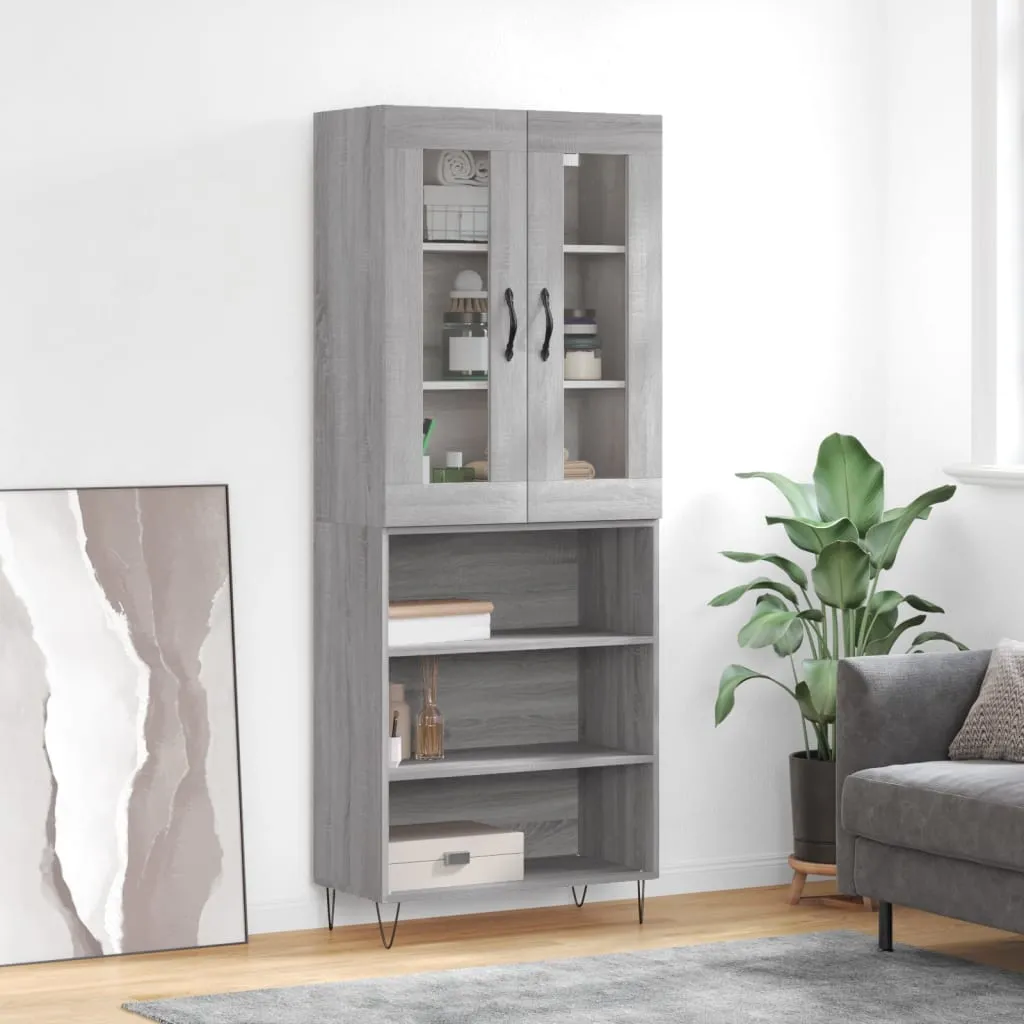 vidaXL Credenza Grigio Sonoma 69,5x34x180 cm in Legno Multistrato