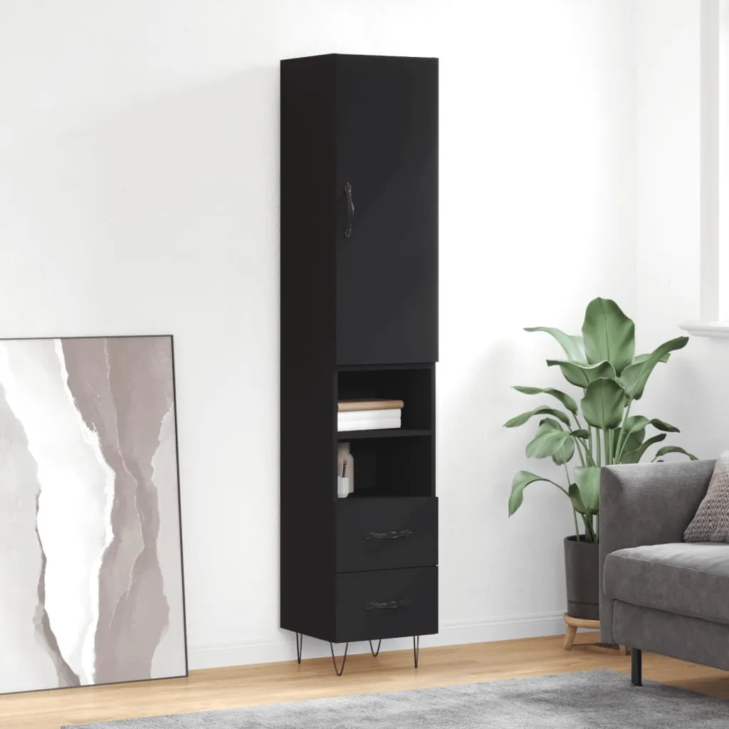 vidaXL Credenza Nera 34,5x34x180 cm in Legno Multistrato