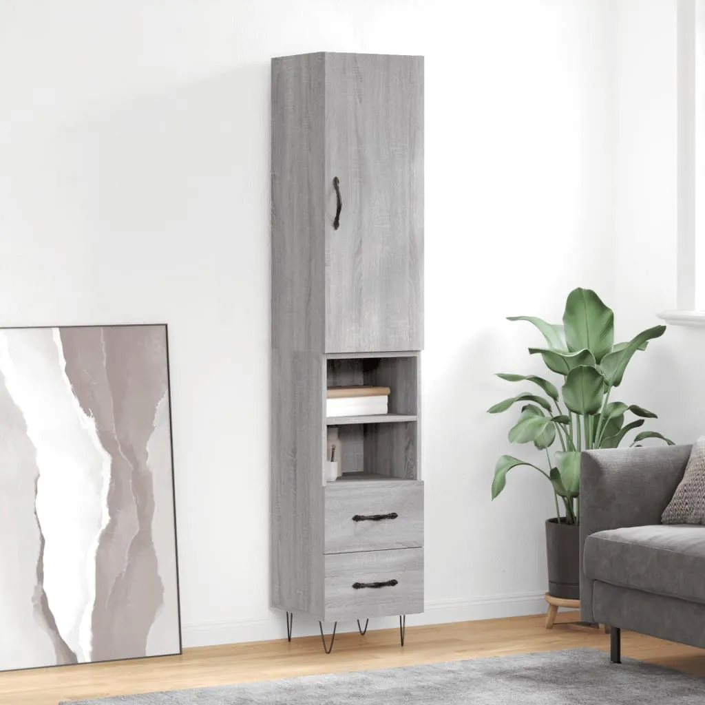 vidaXL Credenza Grigio Sonoma 34,5x34x180 cm in Legno Multistrato