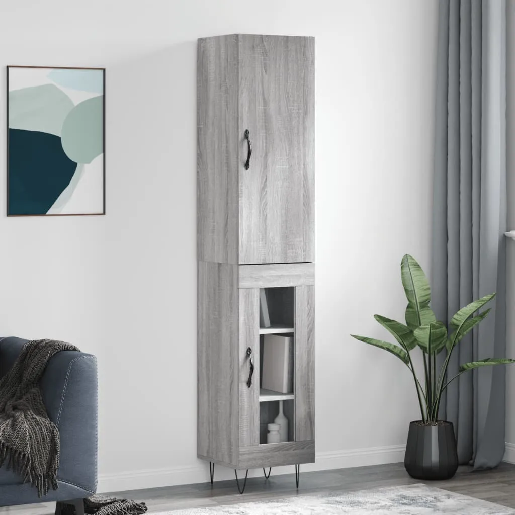 vidaXL Credenza Grigio Sonoma 34,5x34x180 cm in Legno Multistrato