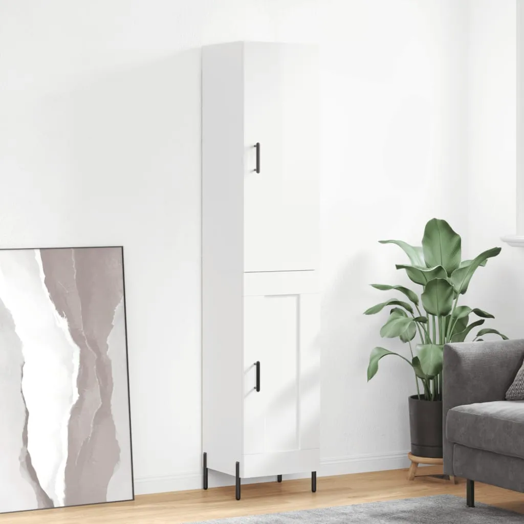 vidaXL Credenza 34,5x34x180 cm in Legno Multistrato Bianco Lucido