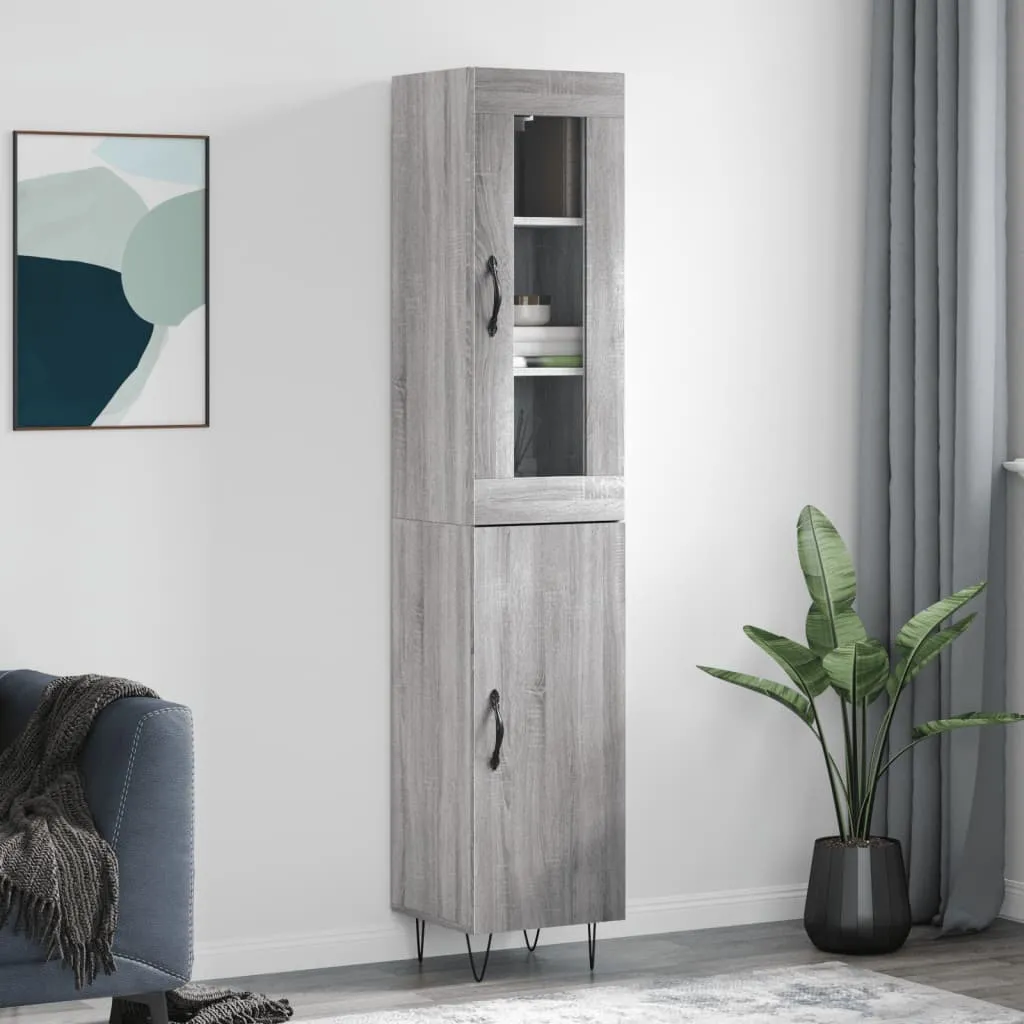 vidaXL Credenza Grigio Sonoma 34,5x34x180 cm in Legno Multistrato