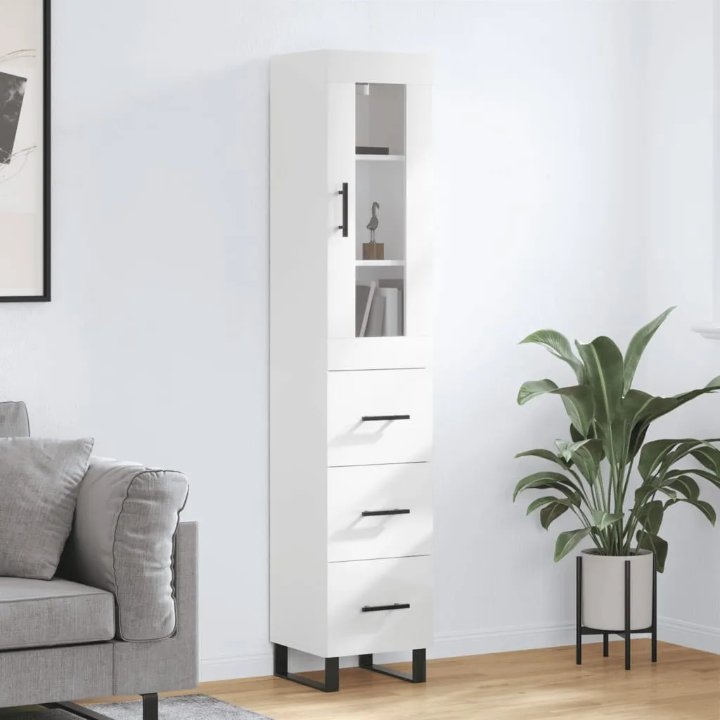 vidaXL Credenza 34,5x34x180 cm in Legno Multistrato Bianco Lucido