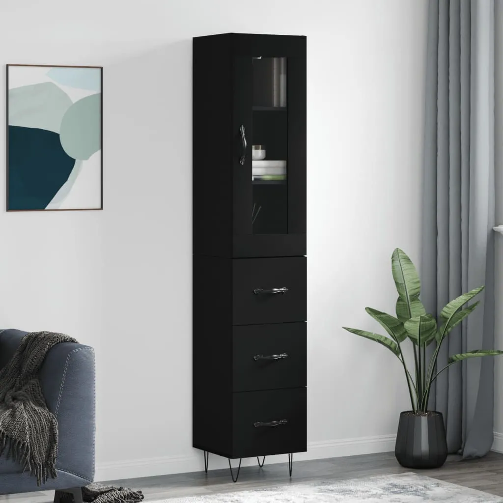 vidaXL Credenza Nera 34,5x34x180 cm in Legno Multistrato