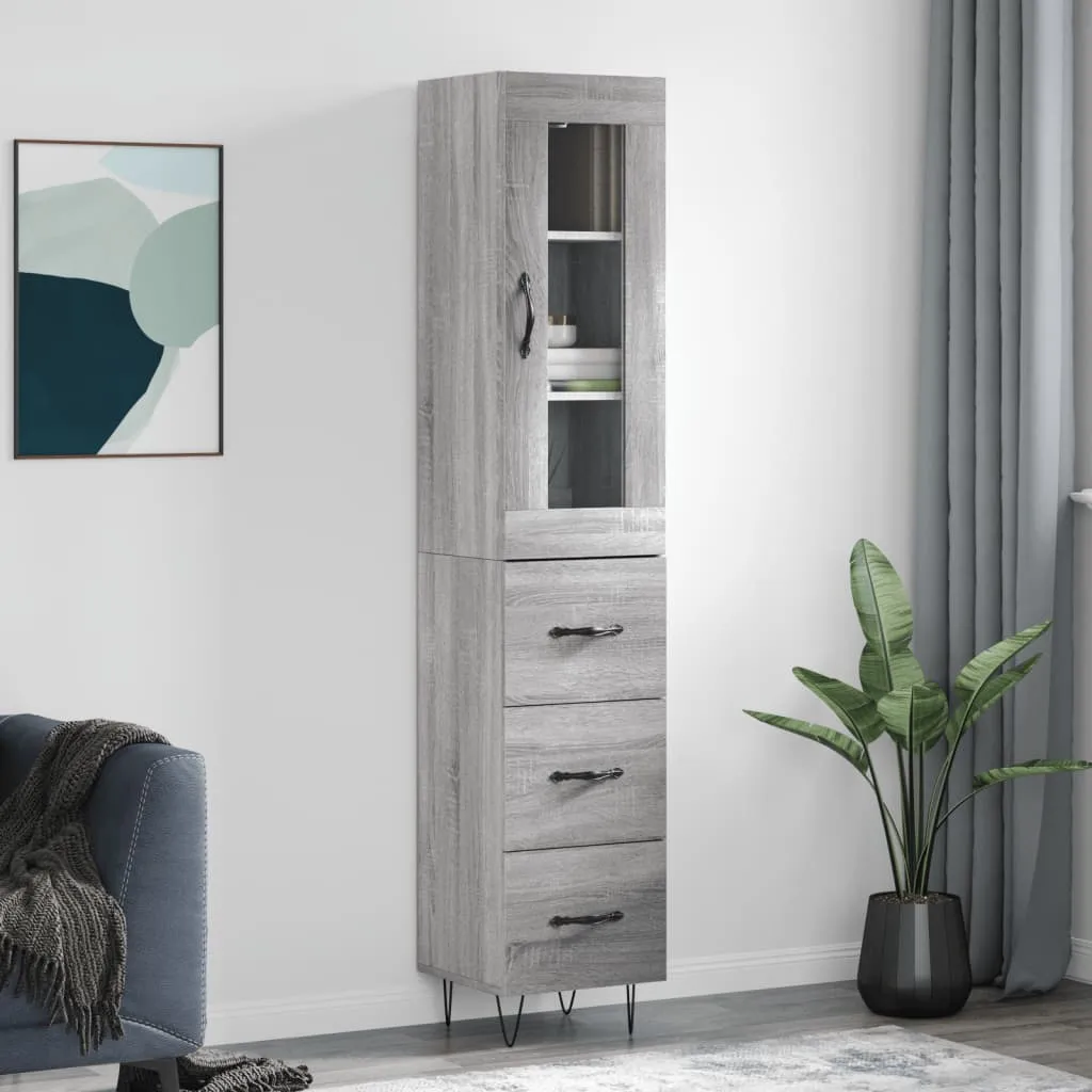 vidaXL Credenza Grigio Sonoma 34,5x34x180 cm in Legno Multistrato