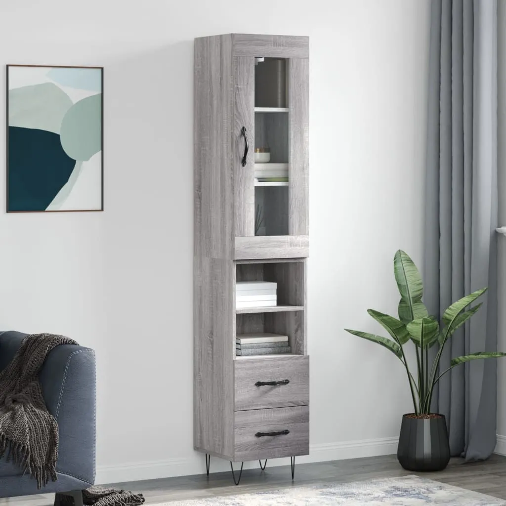 vidaXL Credenza Grigio Sonoma 34,5x34x180 cm in Legno Multistrato