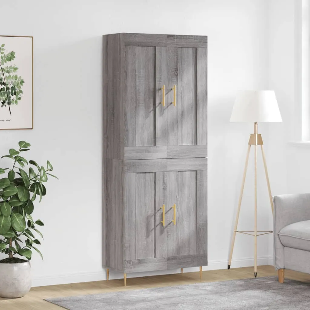 vidaXL Credenza Grigio Sonoma 69,5x34x180 cm in Legno Multistrato