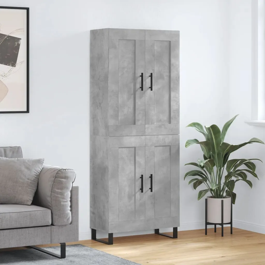 vidaXL Credenza Grigio Cemento 69,5x34x180 cm in Legno Multistrato