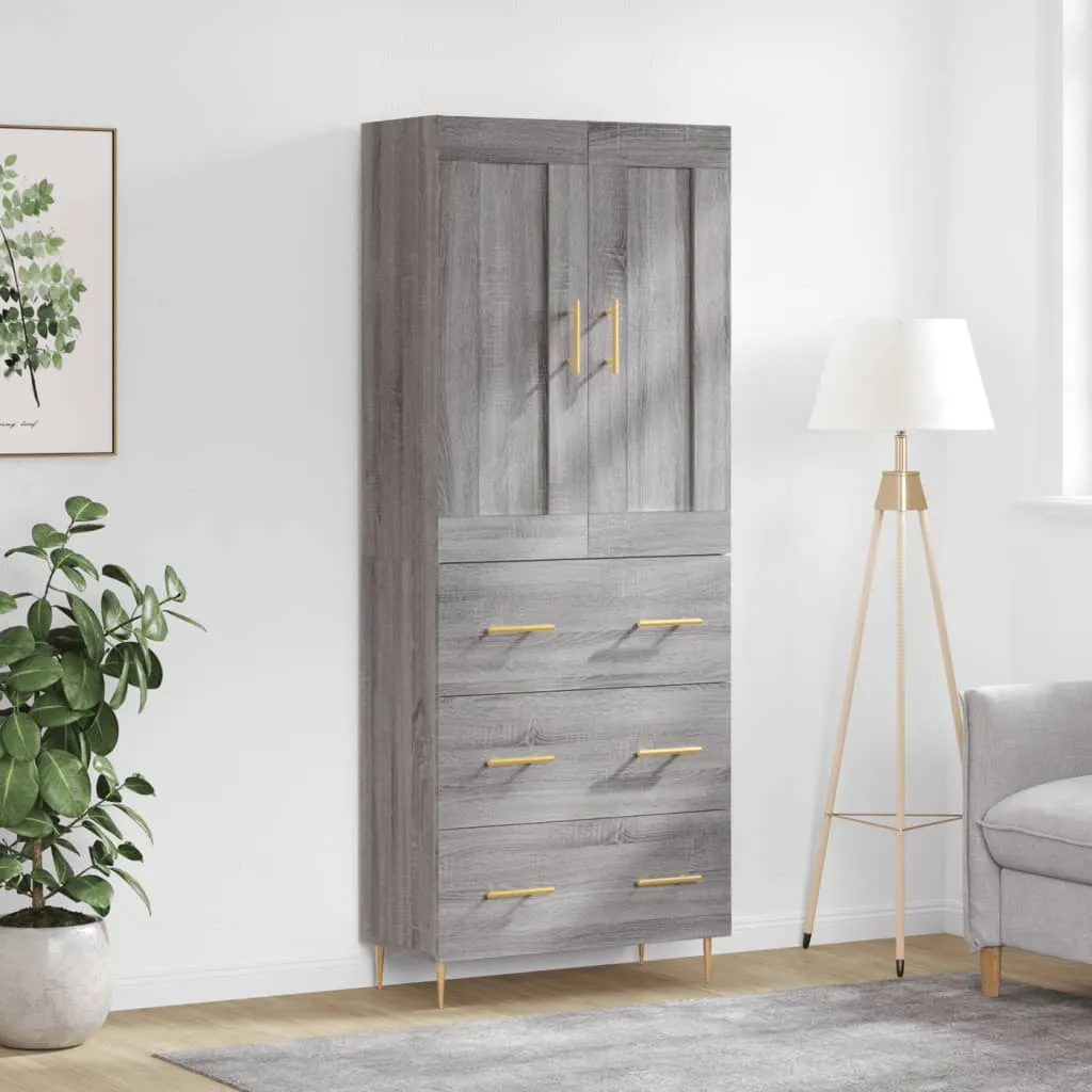 vidaXL Credenza Grigio Sonoma 69,5x34x180 cm in Legno Multistrato