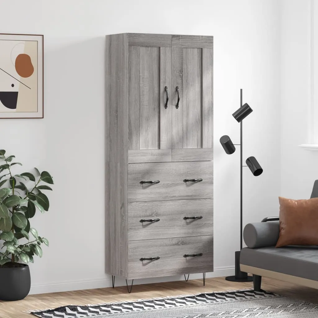 vidaXL Credenza Grigio Sonoma 69,5x34x180 cm in Legno Multistrato