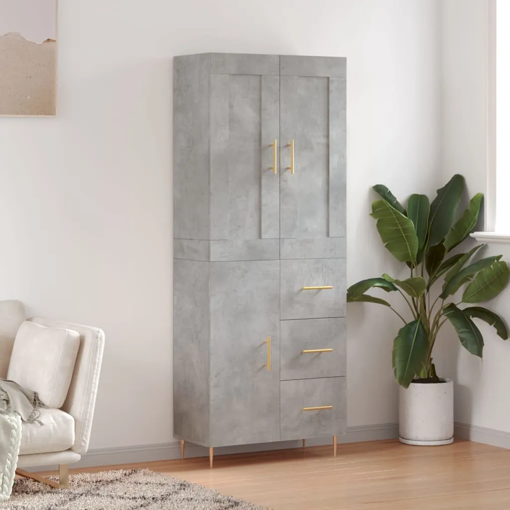 vidaXL Credenza Grigio Cemento 69,5x34x180 cm in Legno Multistrato