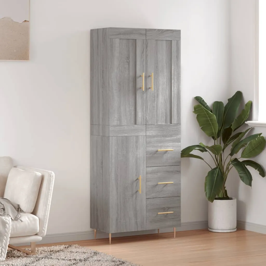 vidaXL Credenza Grigio Sonoma 69,5x34x180 cm in Legno Multistrato