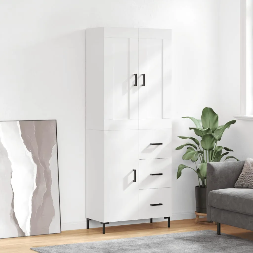 vidaXL Credenza Bianco Lucido 69,5x34x180 cm in Legno Multistrato