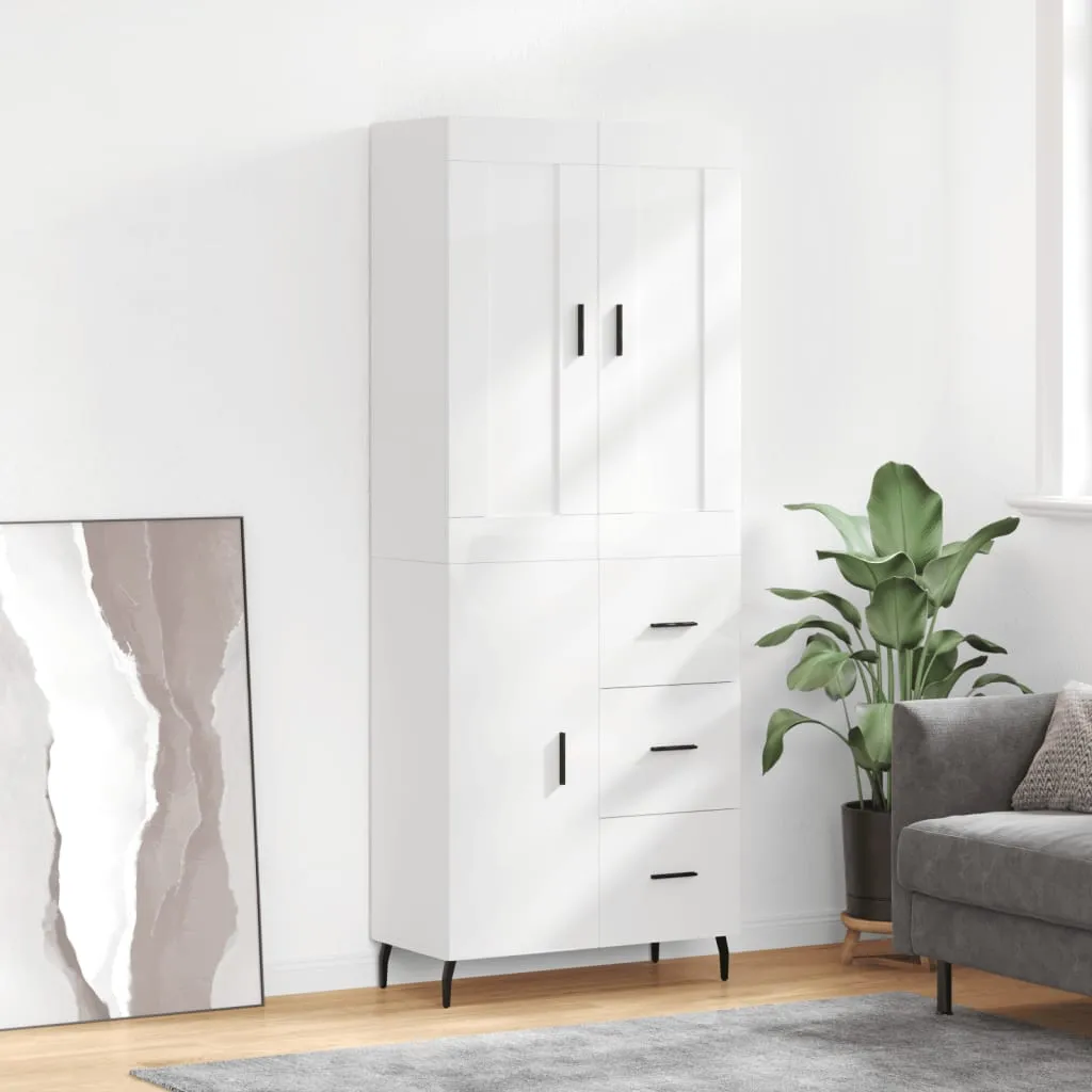 vidaXL Credenza Bianco Lucido 69,5x34x180 cm in Legno Multistrato