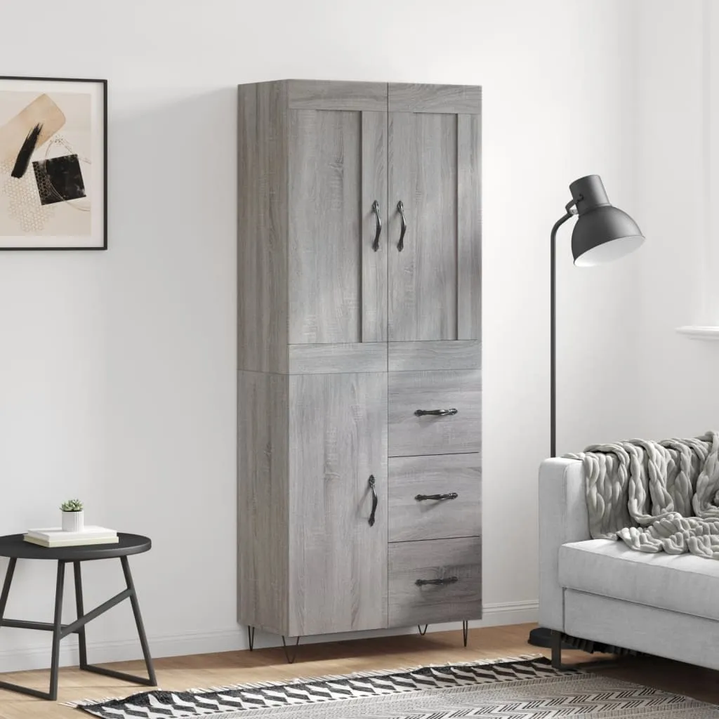 vidaXL Credenza Grigio Sonoma 69,5x34x180 cm in Legno Multistrato