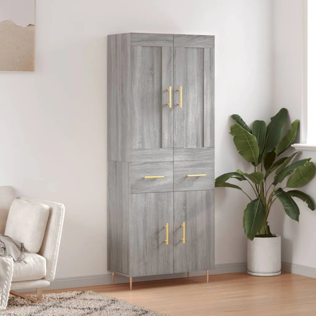 vidaXL Credenza Grigio Sonoma 69,5x34x180 cm in Legno Multistrato