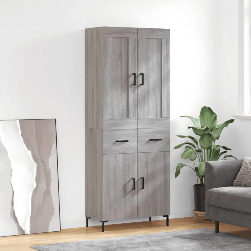 vidaXL Credenza Grigio Sonoma 69,5x34x180 cm in Legno Multistrato