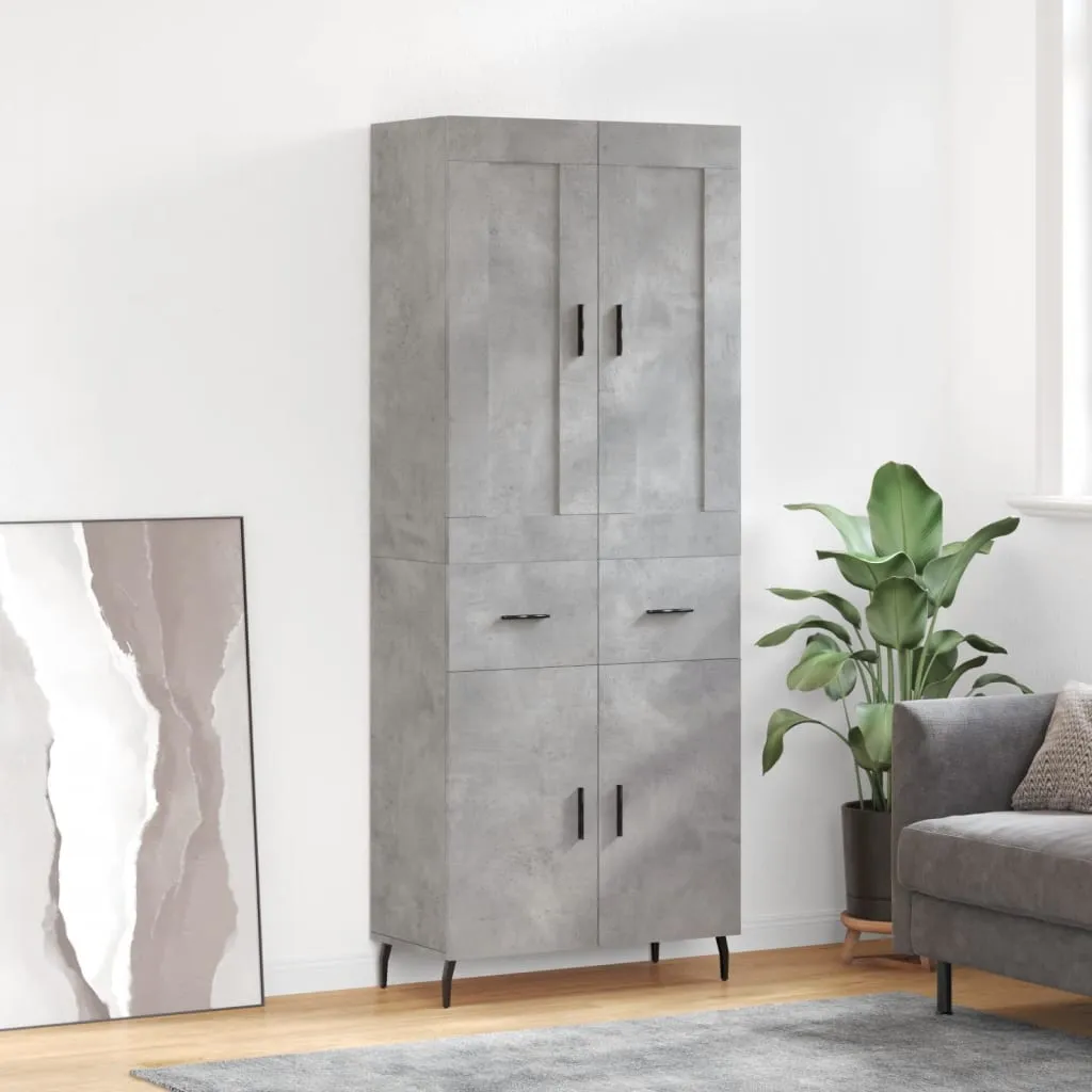 vidaXL Credenza Grigio Cemento 69,5x34x180 cm in Legno Multistrato