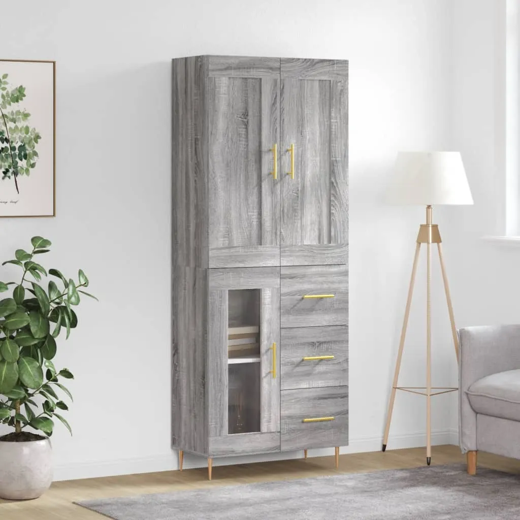 vidaXL Credenza Grigio Sonoma 69,5x34x180 cm in Legno Multistrato