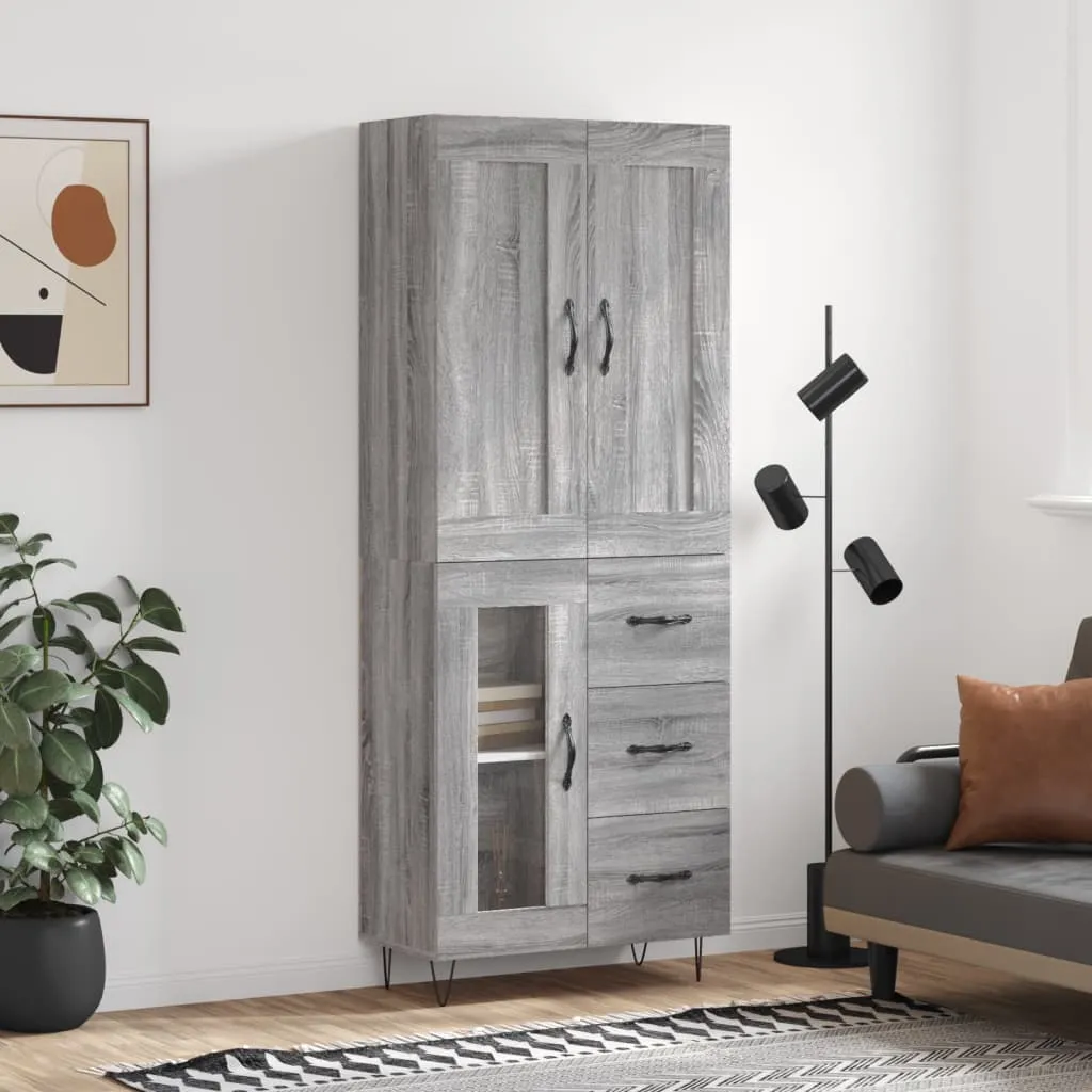 vidaXL Credenza Grigio Sonoma 69,5x34x180 cm in Legno Multistrato